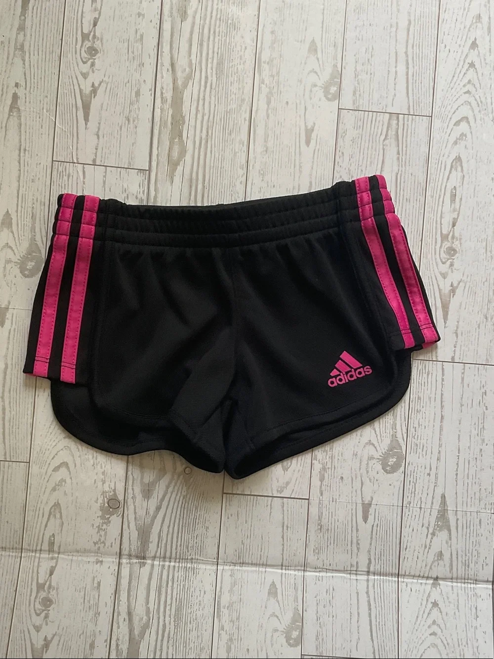 adidas Black Shorts with Pink Stripes